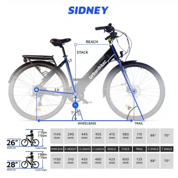 Urbanbiker Sidney | VAE de ville | 100KM Autonomie